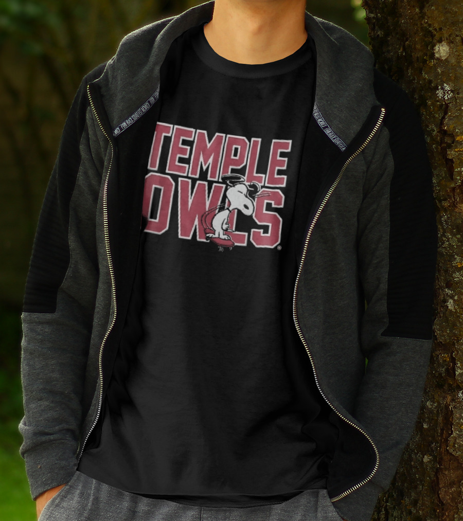 Temple Owls NCAA Snoopy Skateboarding Sunglasses T-Shirt