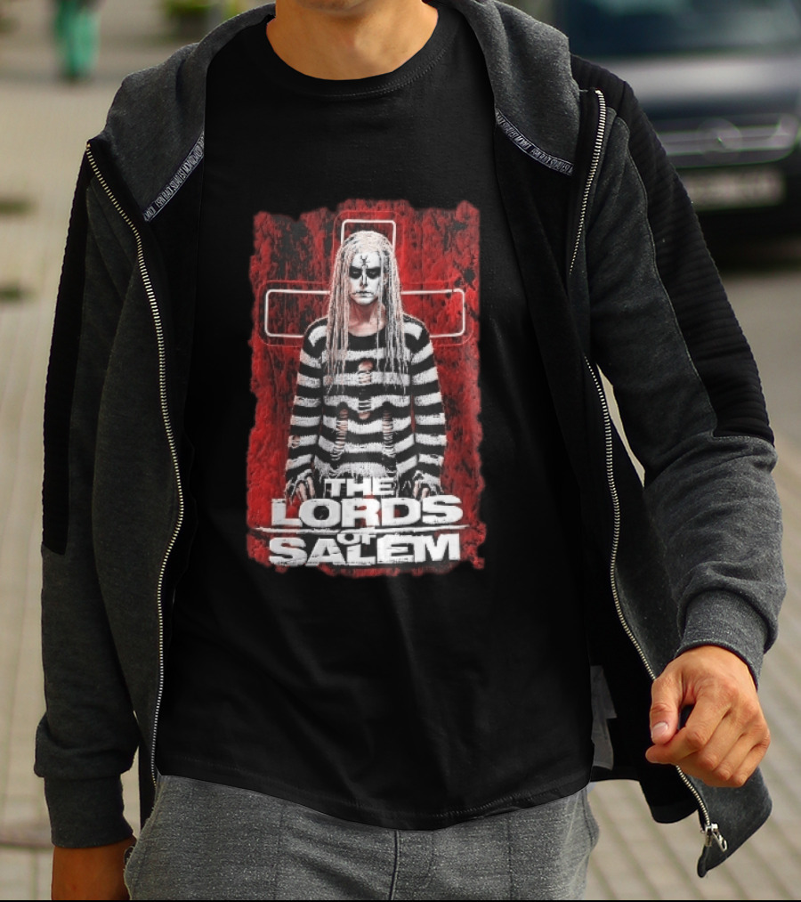 The Lords Of Salem Striped Dreadlocks Face Paint Inverted Cross T-Shirt