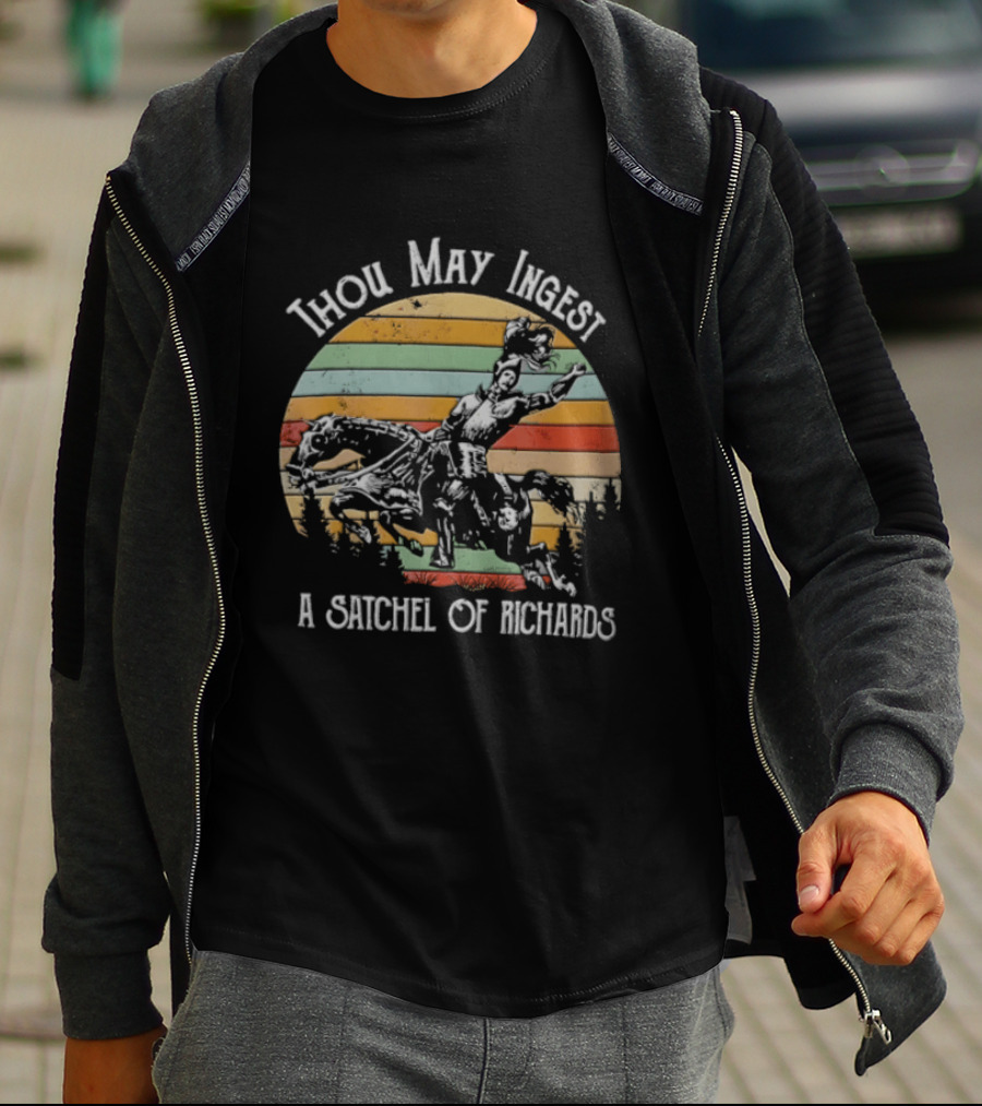 Thou May Ingest A Satchel Of Richards Knight On Horseback Retro Vintage Stripes T-Shirt