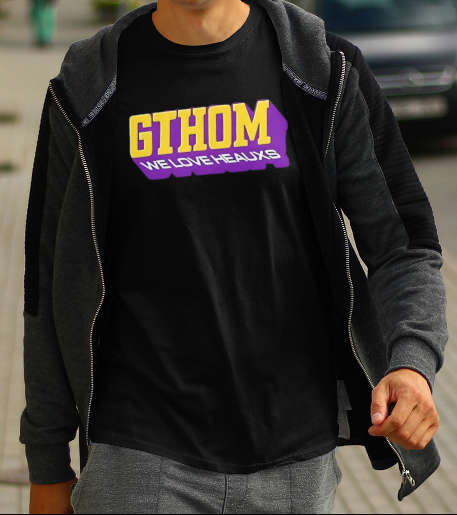 GTHOM We Love Heauxs Purple And Yellow Block Letters T-Shirt