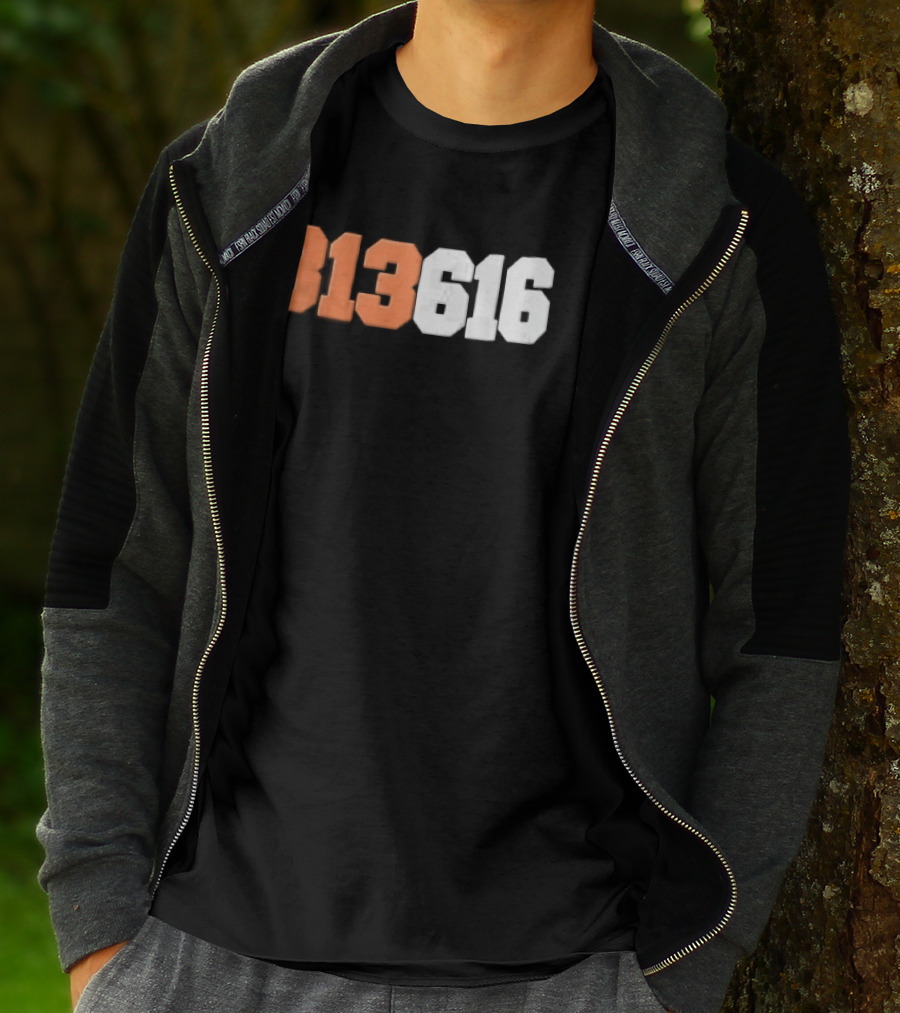 313616 Orange White Varsity Block Digits Jersey Numbers T-Shirt