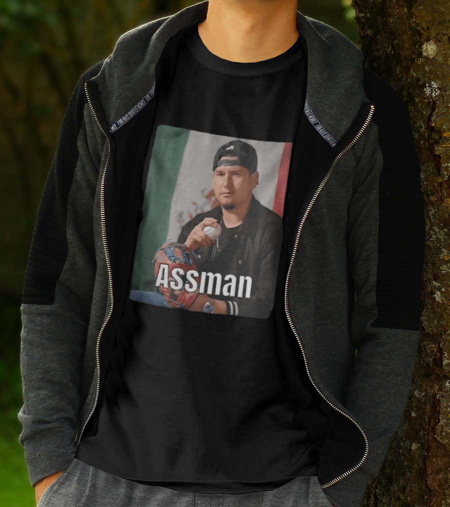 Assman Baseball Pitcher Holding Ball With Mexican Flag T-Shirt