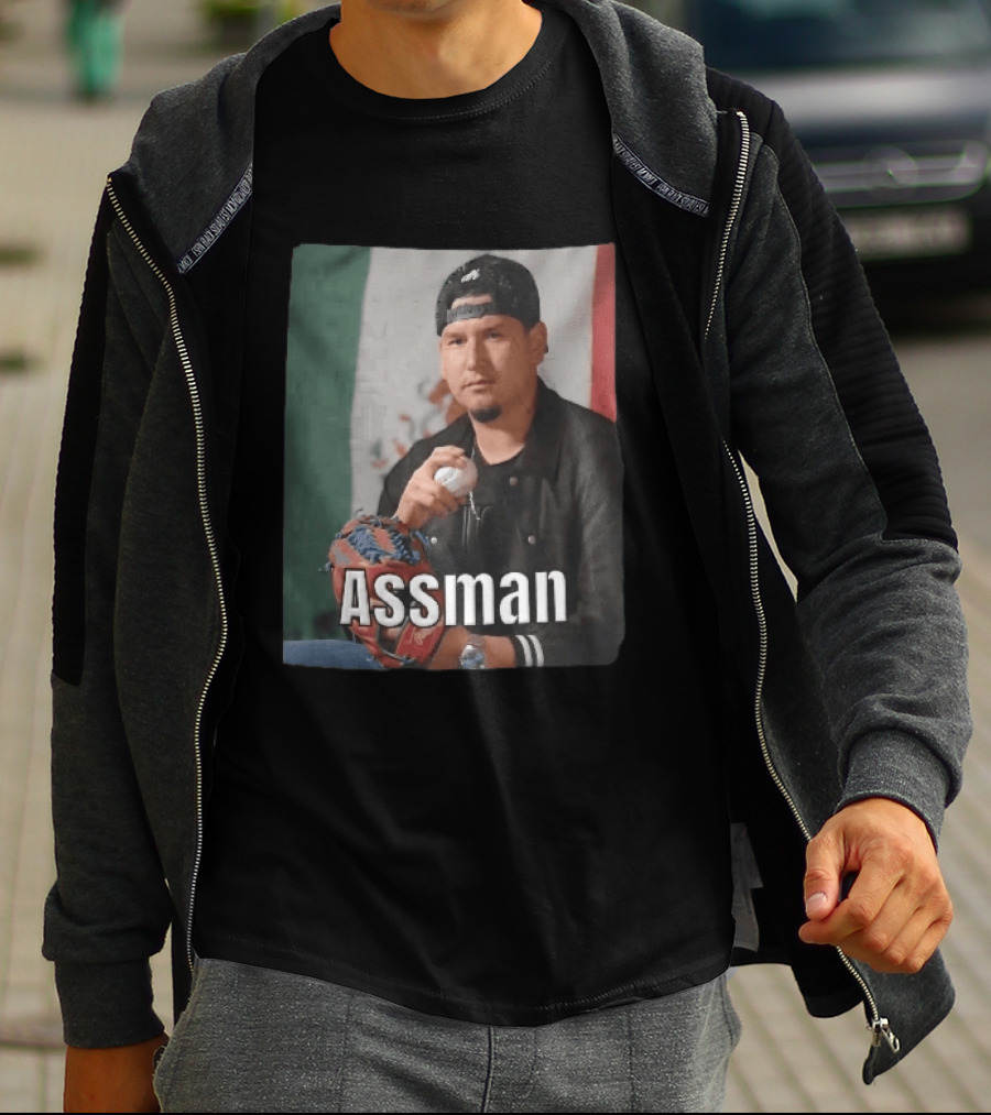 Assman Baseball Pitcher Holding Ball With Mexican Flag T-Shirt