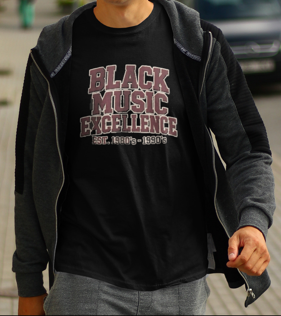 Black Music Excellence EST 1980s 1990s Varsity Block Lettering T-Shirt