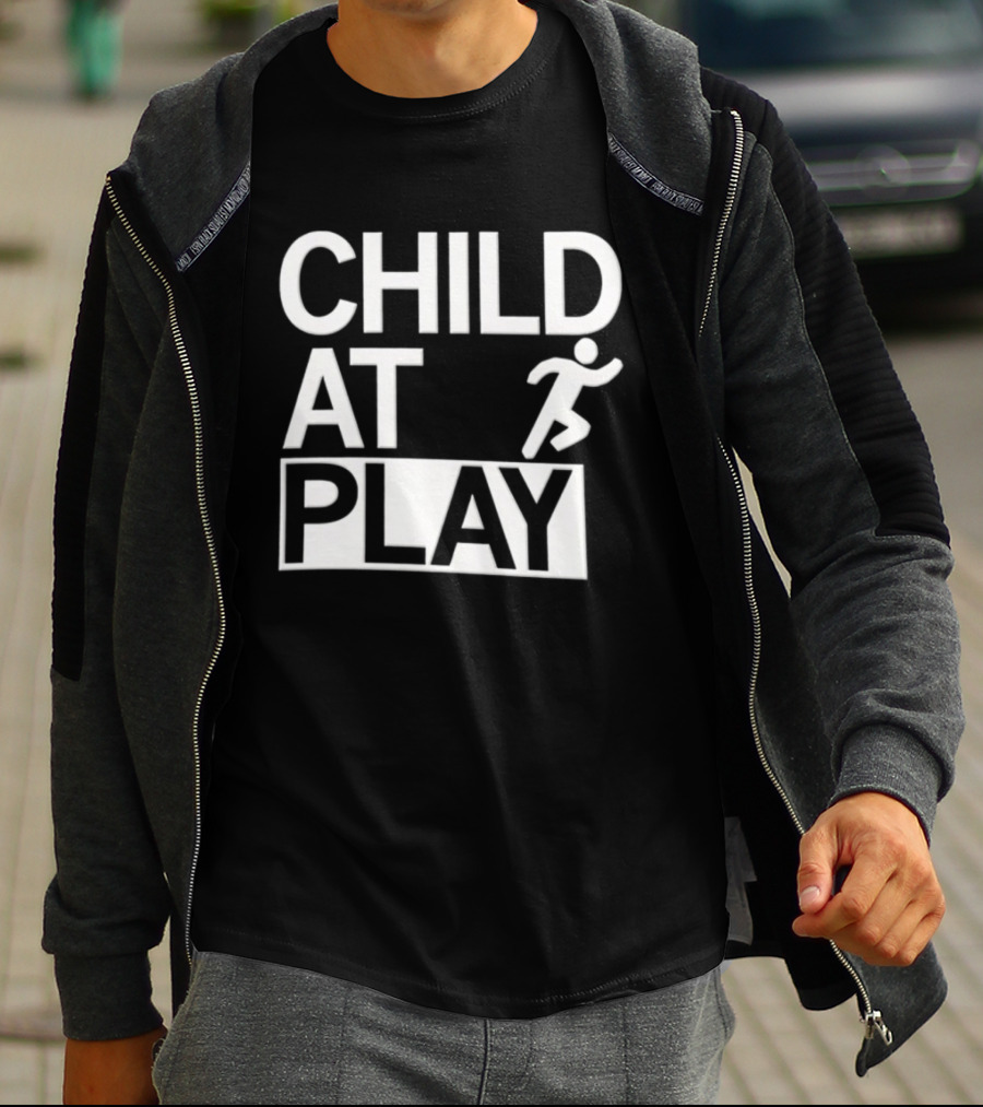 Child At Play Text With Running Figure T-Shirt