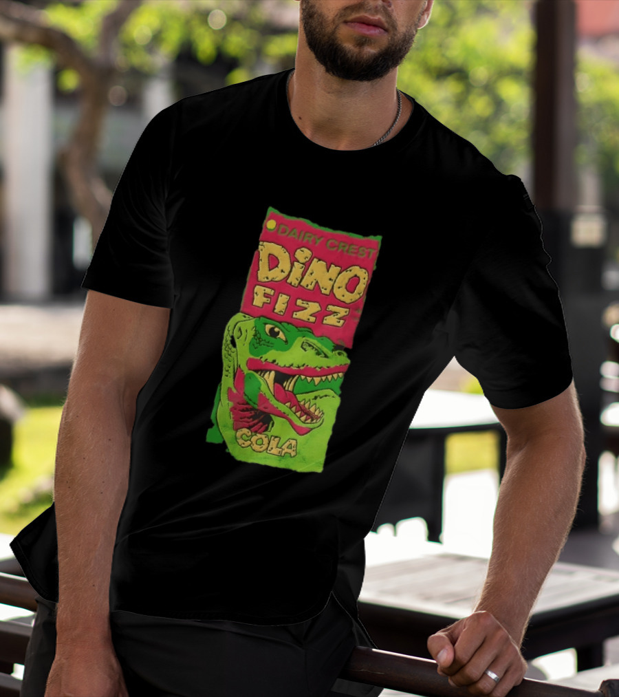 Dairy Crest Dino Fizz Cola Green Dinosaur Open Mouth Red T-Shirt