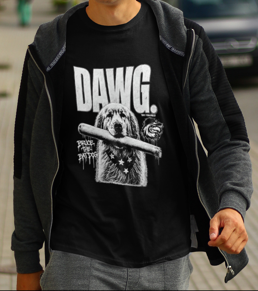 Dawg Bruce The Batdog Baseball Bat And Ball T-Shirt