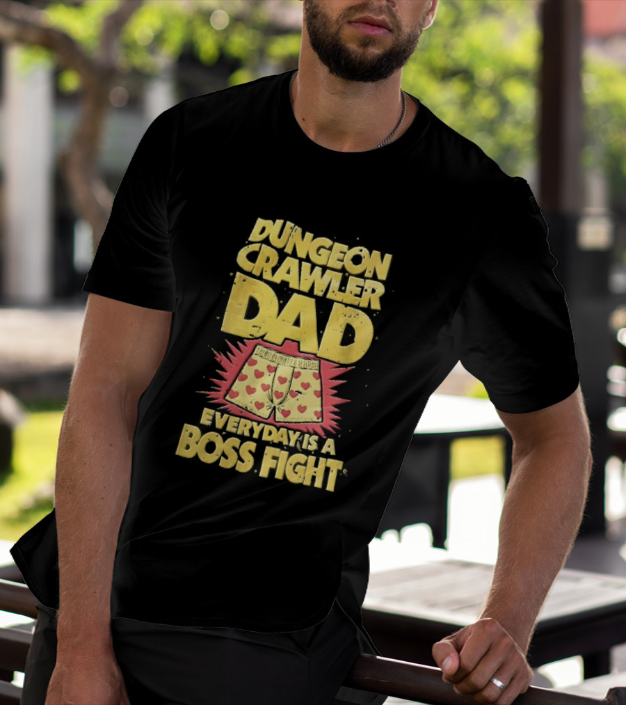 Dungeon Crawler Dad Everyday Is A Boss Fight Heart Boxer Shorts Spiky Starburst T-Shirt