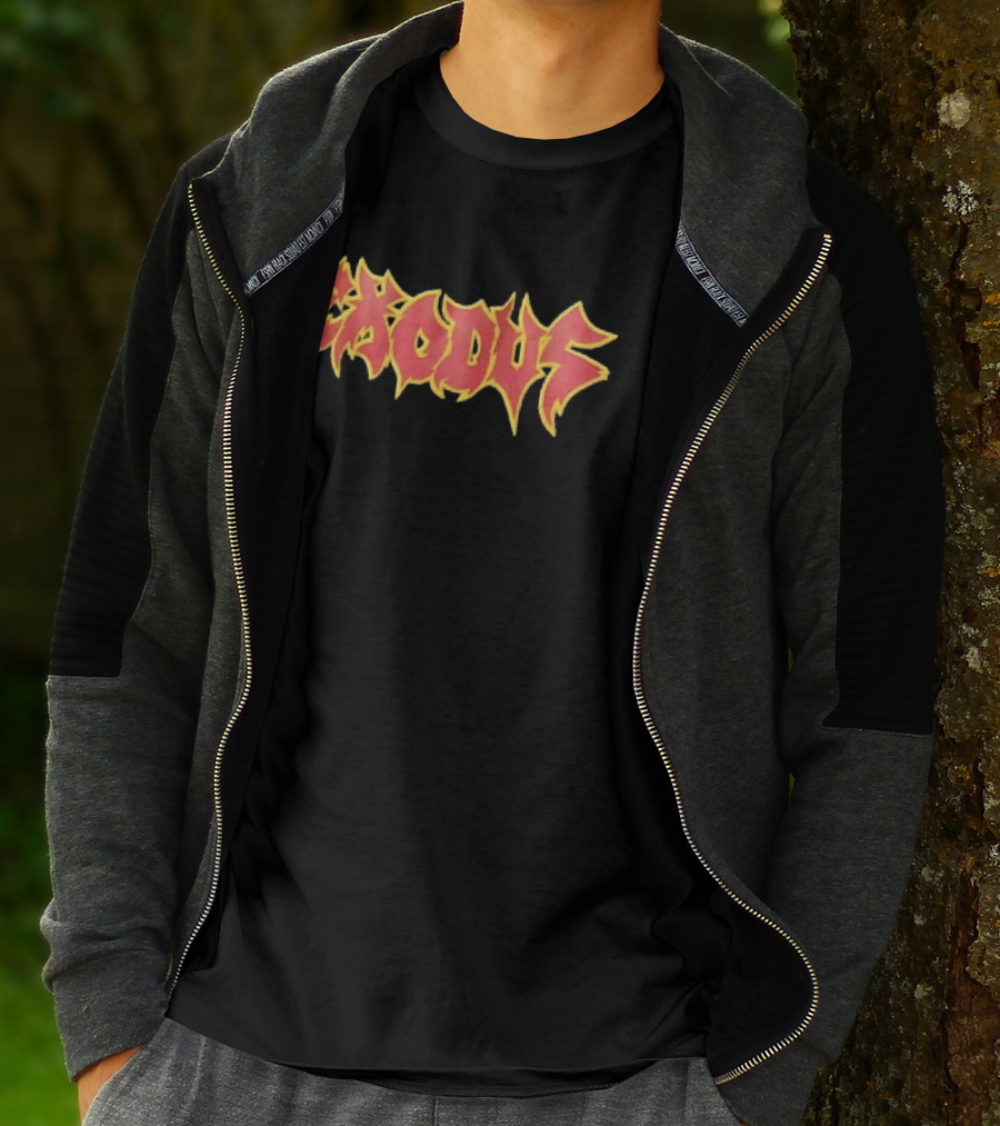 Exodus Red Yellow Spiky Flame Graffiti T-Shirt