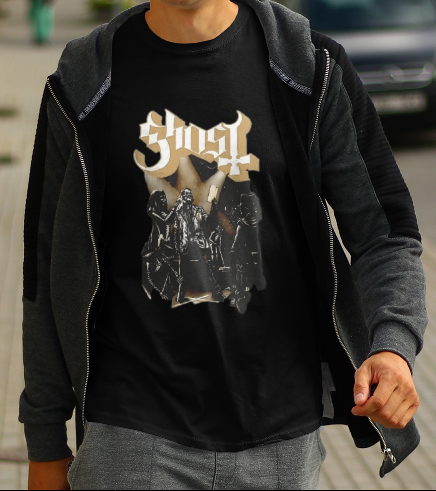 Ghost Skeleton Crew Holding Book Stage Spotlights T-Shirt