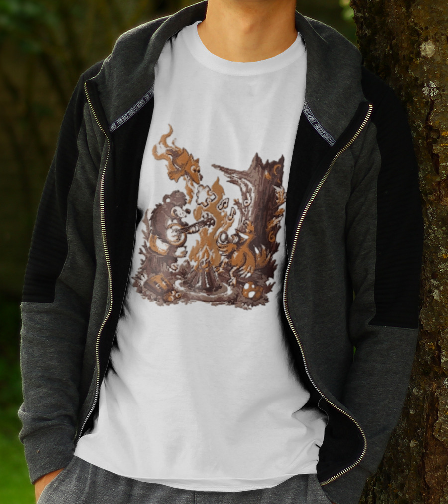 Banjo Kazooie Bear And Bird Music Campfire Jiggy Pixel T-Shirt