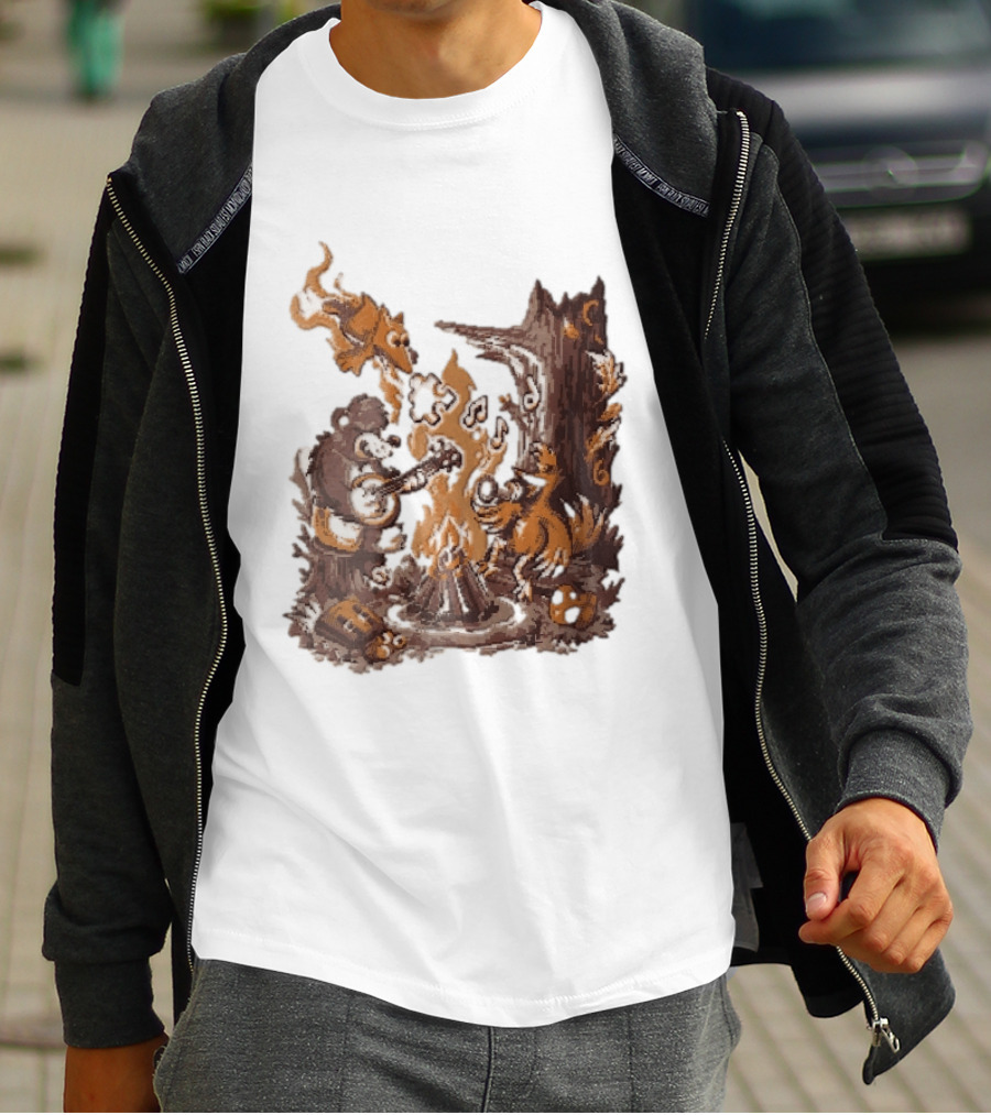 Banjo Kazooie Bear And Bird Music Campfire Jiggy Pixel T-Shirt