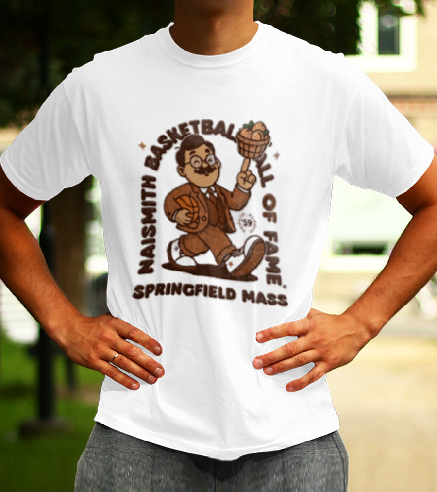 Naismith Basketball Hall Of Fame Springfield Massachusetts James Naismith பேஸ்கெட் பாலிங்கள்ள T-Shirt
