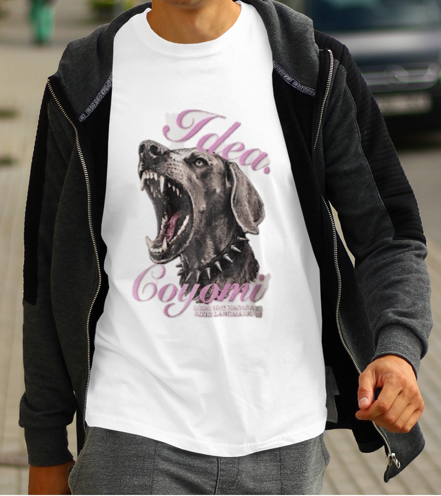 Rizin Idea Coyomi Nagasaki Snarling Dog Spiked Collar Pink Cursive 2024 T-Shirt