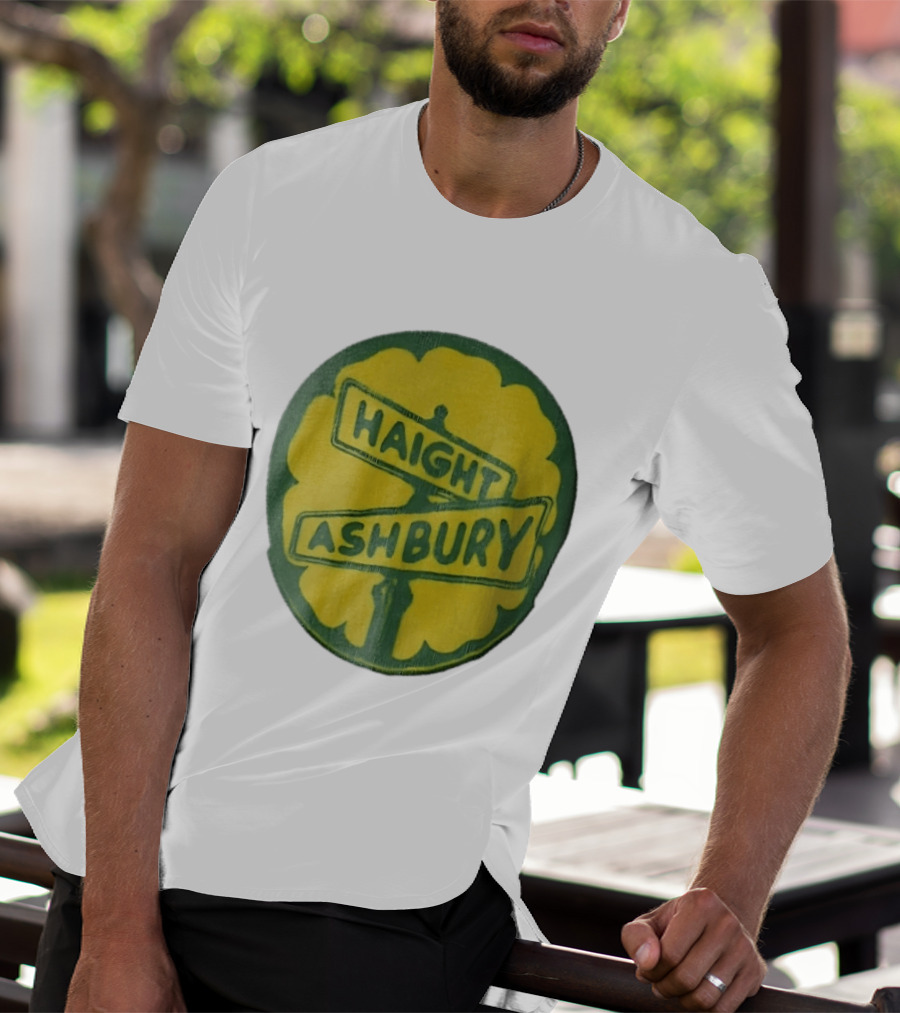 Haight Ashbury Street Sign Yellow Flower T-Shirt