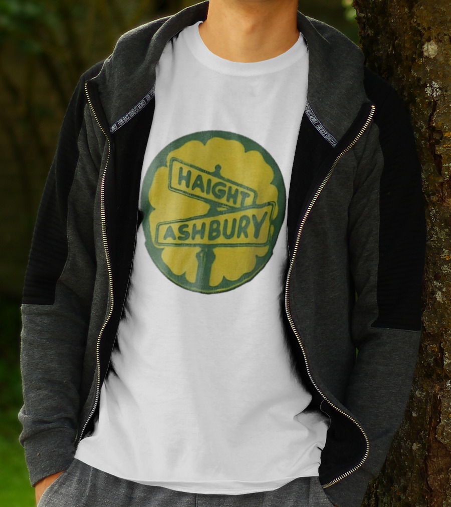 Haight Ashbury Street Sign Yellow Flower T-Shirt