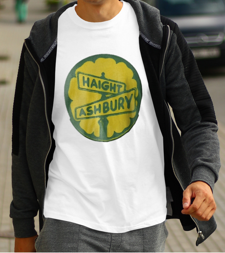 Haight Ashbury Street Sign Yellow Flower T-Shirt