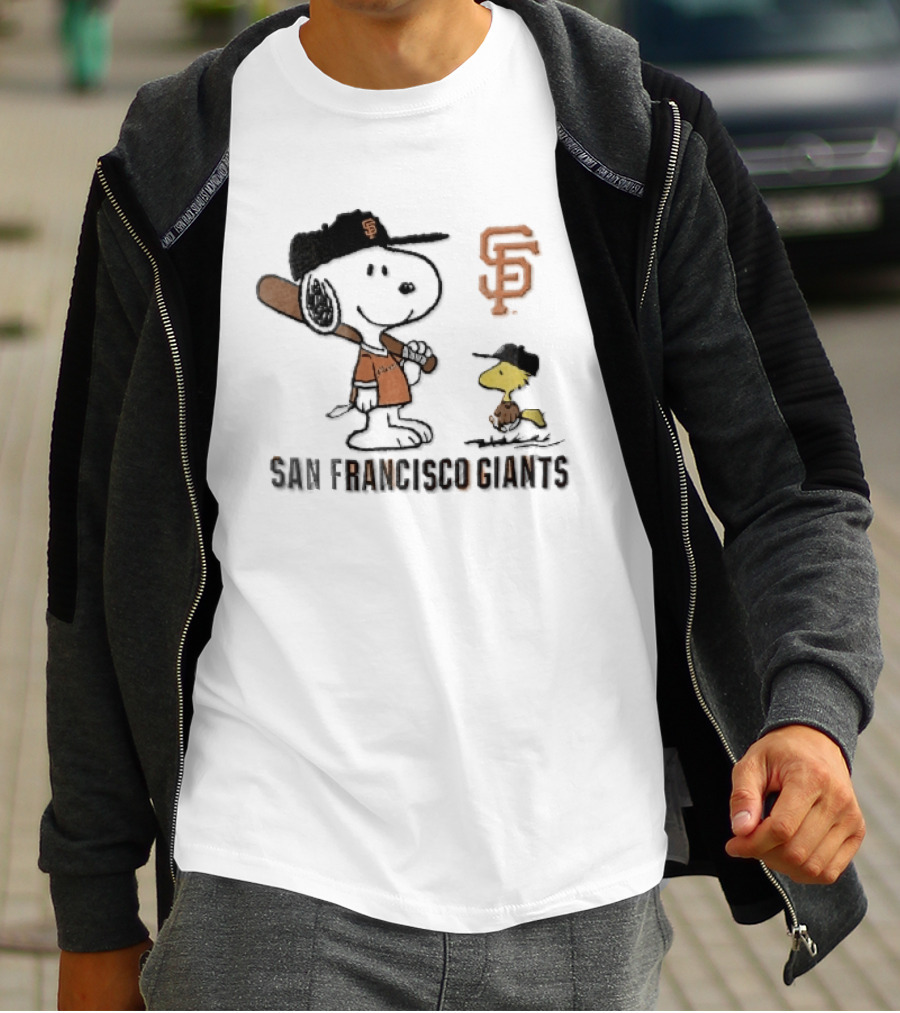 San Francisco Giants Snoopy Woodstock Cartoon Baseball MLB T-Shirt