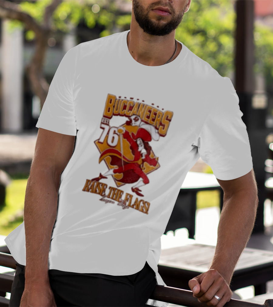 Buccaneers EST 76 Captain Hook Raise The Flags T-Shirt