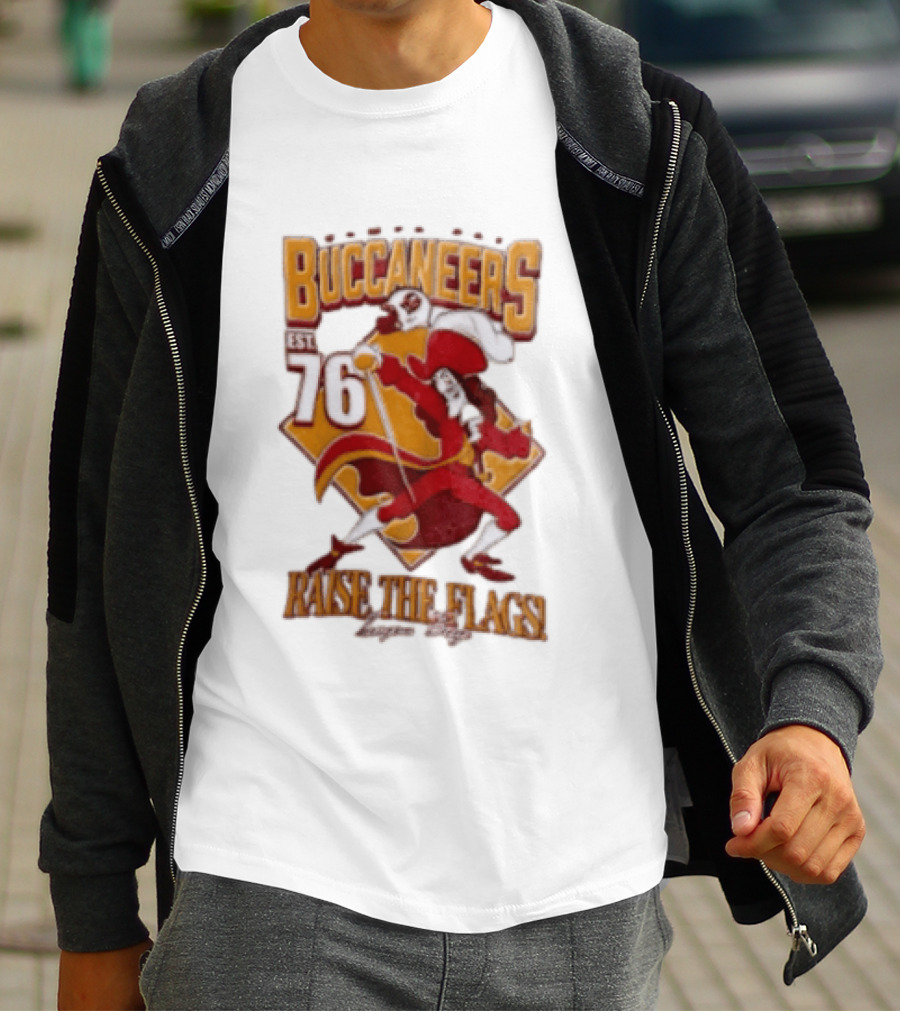 Buccaneers EST 76 Captain Hook Raise The Flags T-Shirt