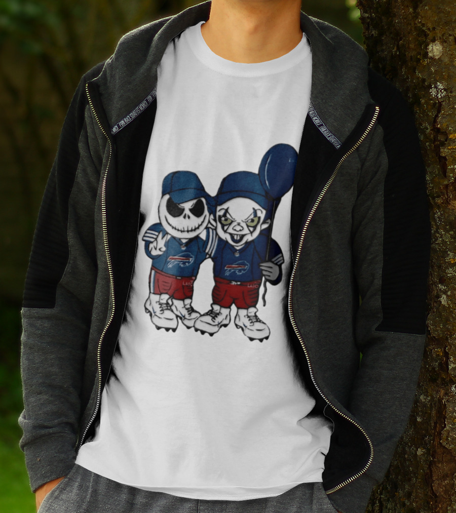 Buffalo Bills Halloween 2026 Jack Skellington Clown Balloon Football T-Shirt