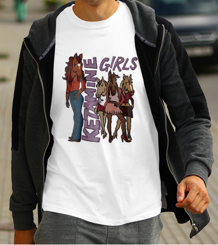 Ketamine Girls Cartoon Anthropomorphic Female Horses Fashion Outfits T-Shirt