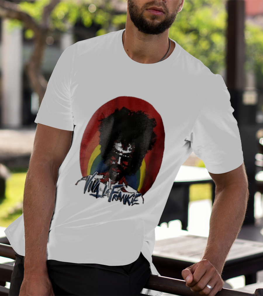 Viva LA Frankie Afro Man Glasses Rainbow Oval T-Shirt
