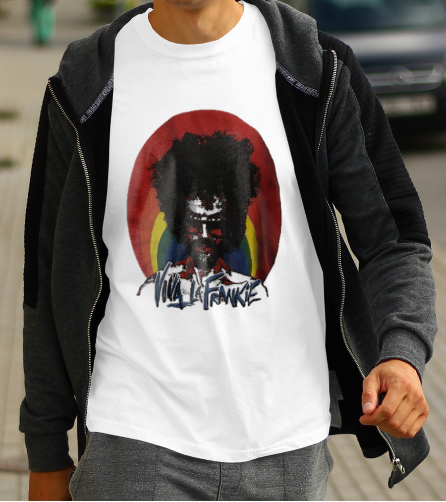 Viva LA Frankie Afro Man Glasses Rainbow Oval T-Shirt