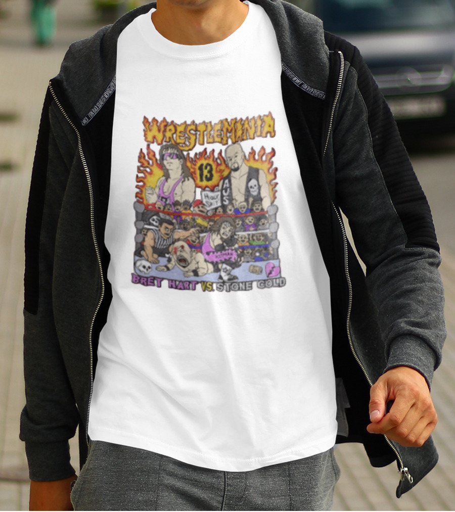 Wrestlemania 13 Bret Hart Vs Stone Cold Steve Austin Holy Shit Vintage Wrestling Battle T-Shirt