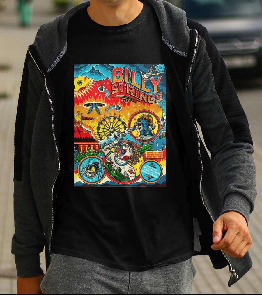 Billy Strings Ionia Freak Fair 2026 Night 2 Ionia MI August 29 UFO Carnival Extravaganza Ferris Wheel T-Shirt