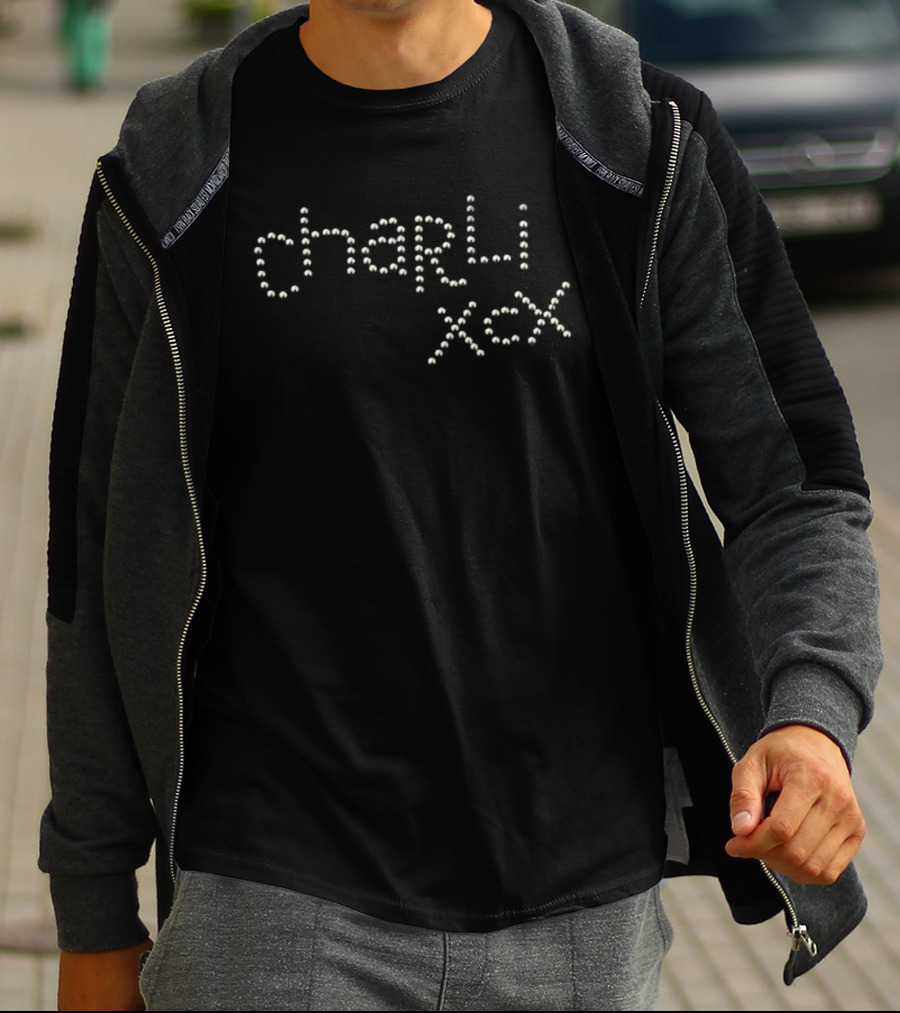 Charli XCX Brass Studded Bold Lettering T-Shirt