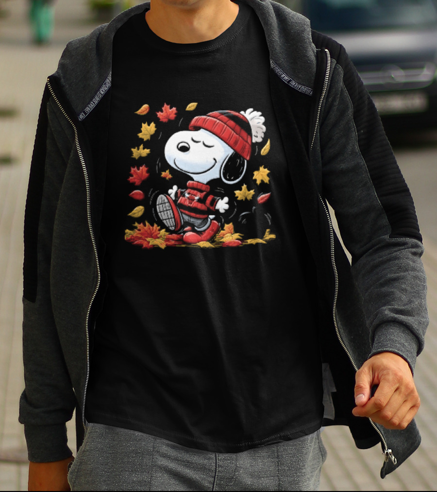 Chicago Bulls NBA Snoopy Dancing Autumn Leaves Pumpkin Cartoon T-Shirt