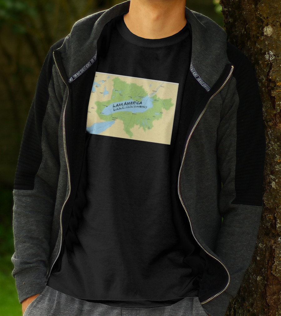 Lake Ontario Map Lake America Fun Geography Twist T-Shirt