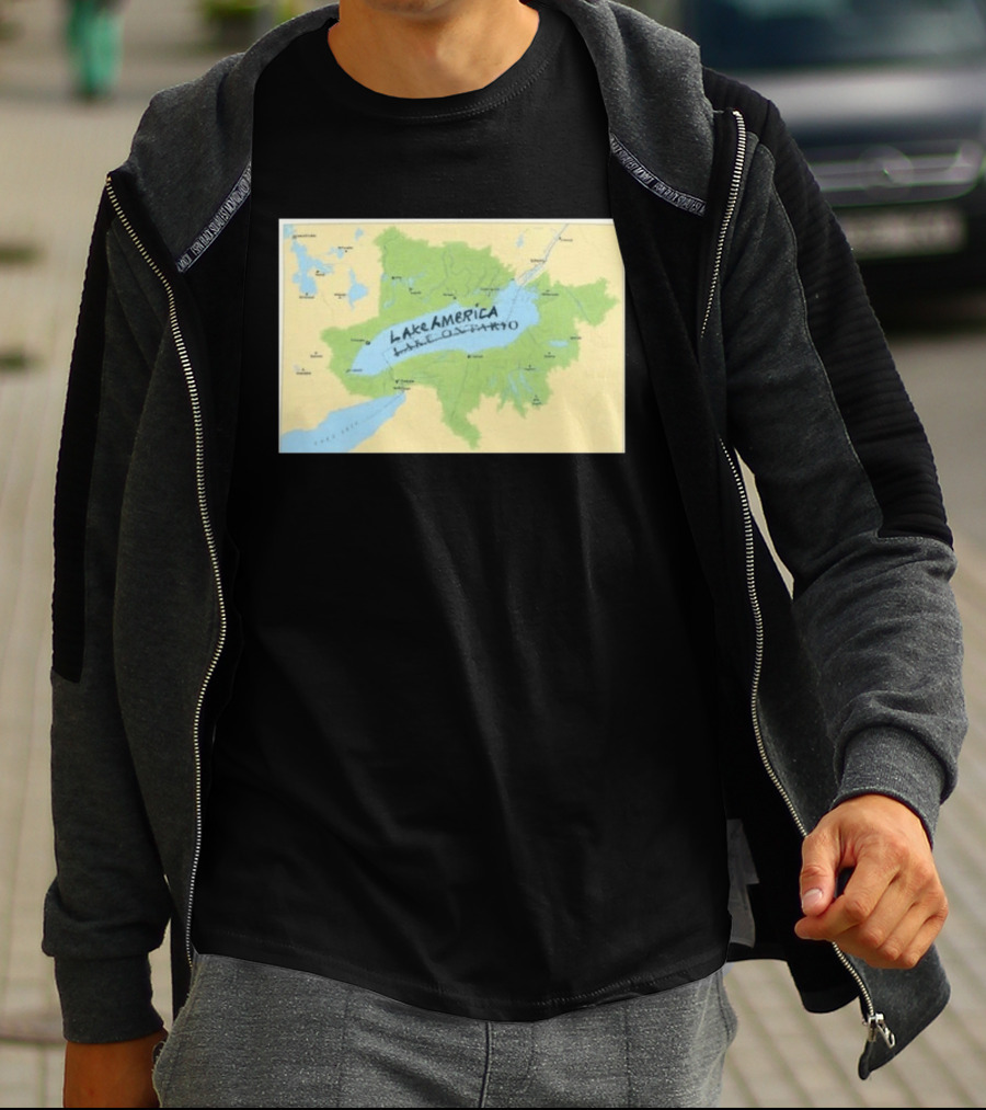 Lake Ontario Map Lake America Fun Geography Twist T-Shirt