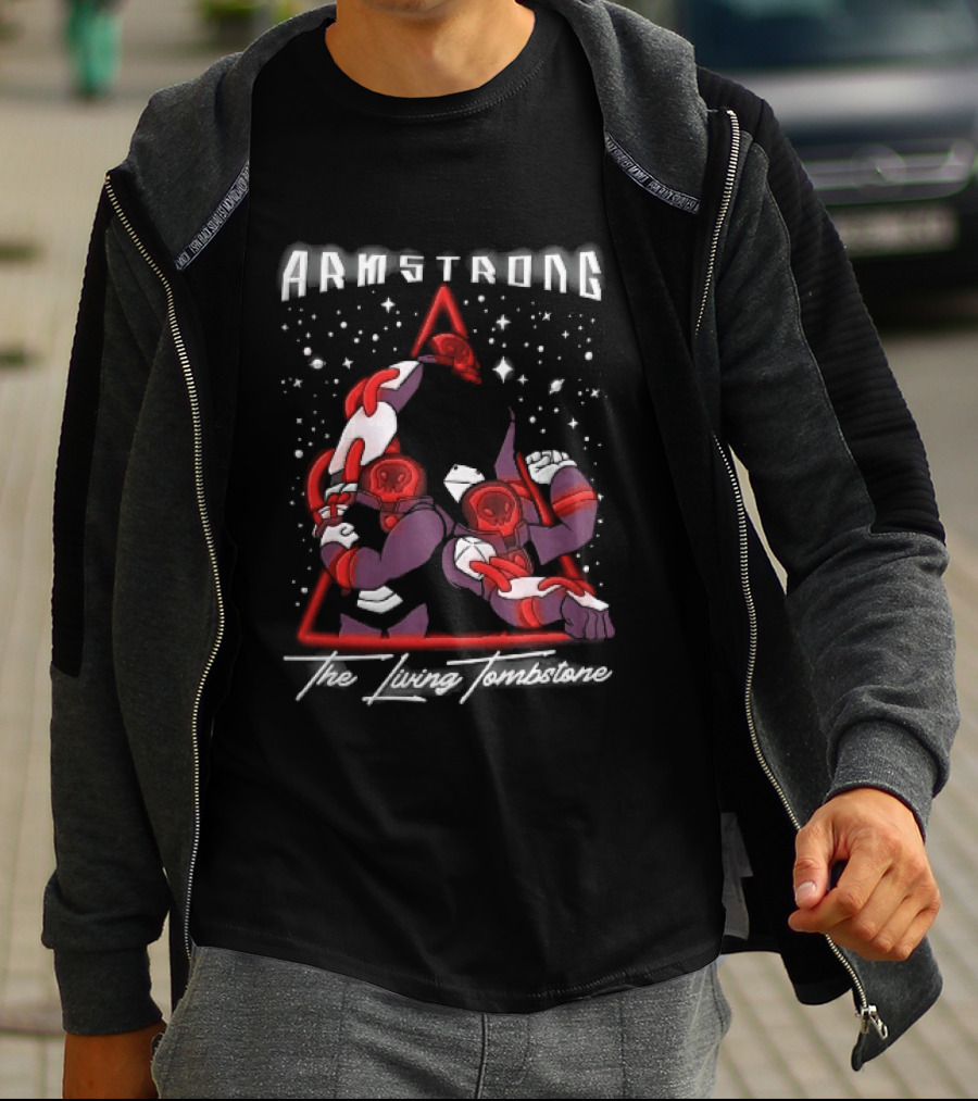 Armstrong Three Armored Sci Fi Astronauts Red Triangle Starfield Cartoon T-Shirt