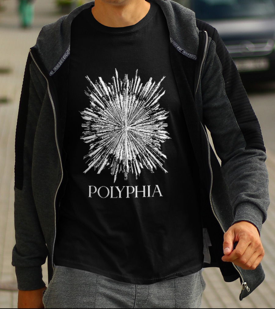 Polyphia Distressed White Starburst Explosion Rays Grunge Stencil T-Shirt