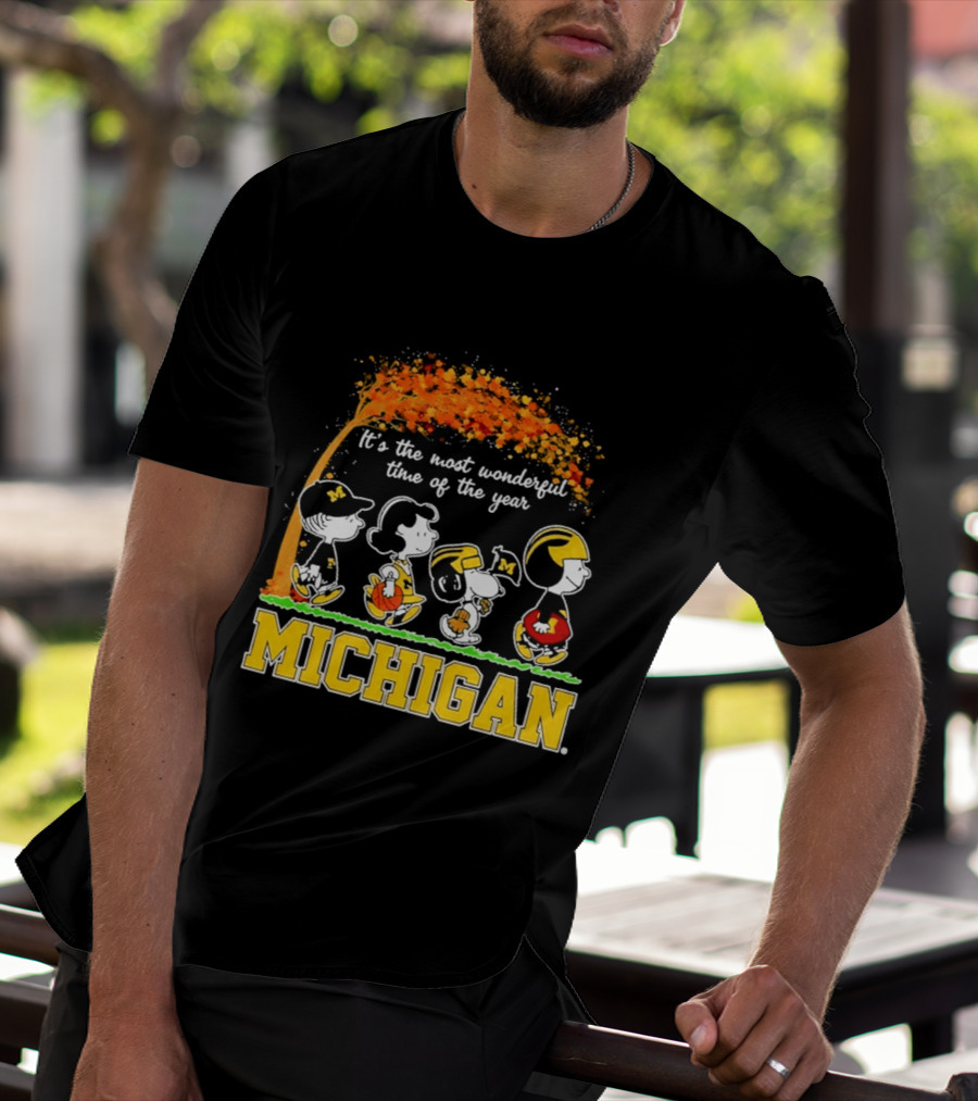 Michigan Wolverines Peanuts Halloween It's The Most Wonderful Time 2026 T-Shirt