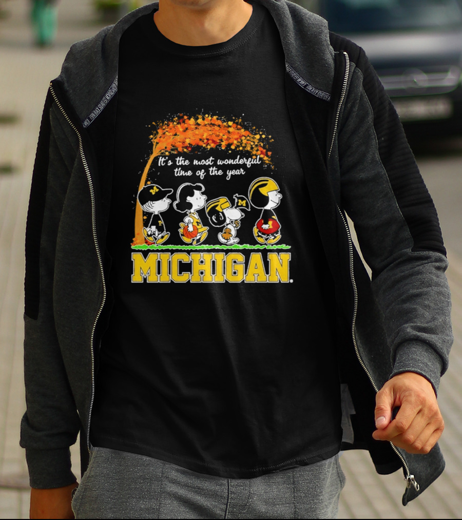 Michigan Wolverines Peanuts Halloween It's The Most Wonderful Time 2026 T-Shirt
