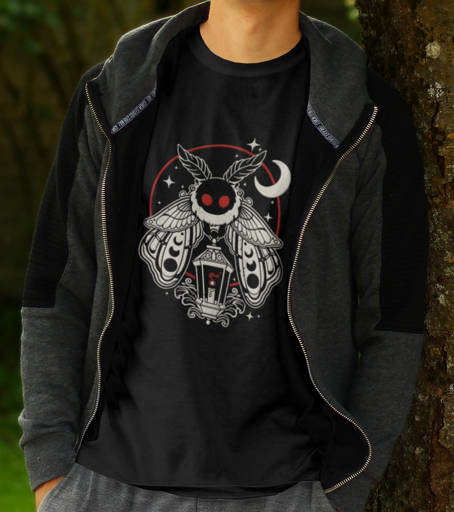 Mothman Lantern Moon Stars T-Shirt