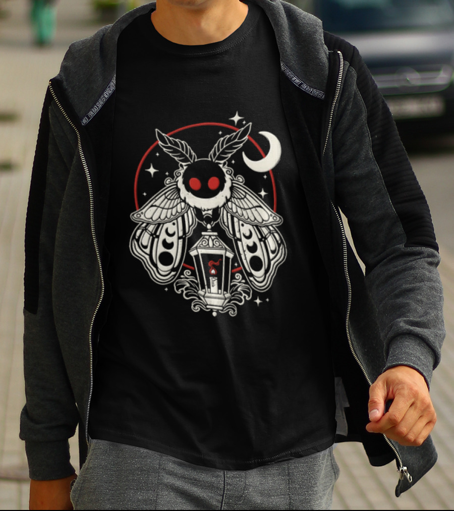 Mothman Lantern Moon Stars T-Shirt