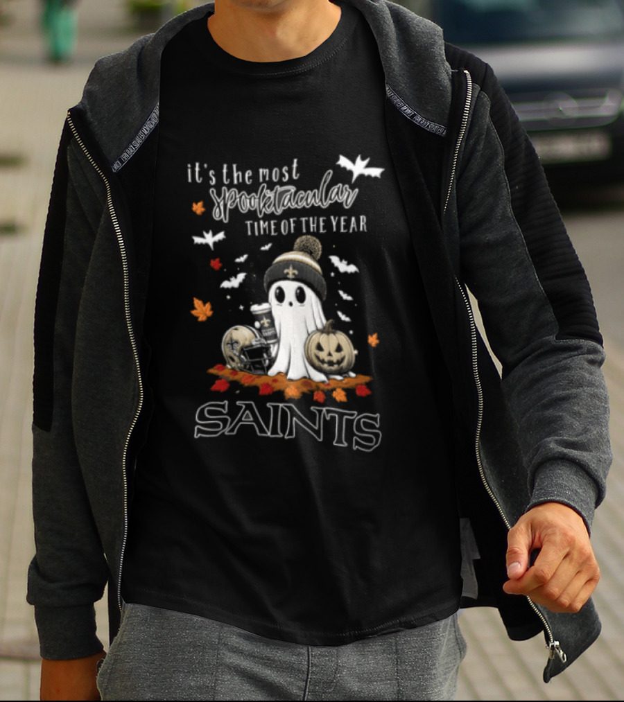 New Orleans Saints Halloween Spooktacular Ghost Helmet Pumpkin T-Shirt