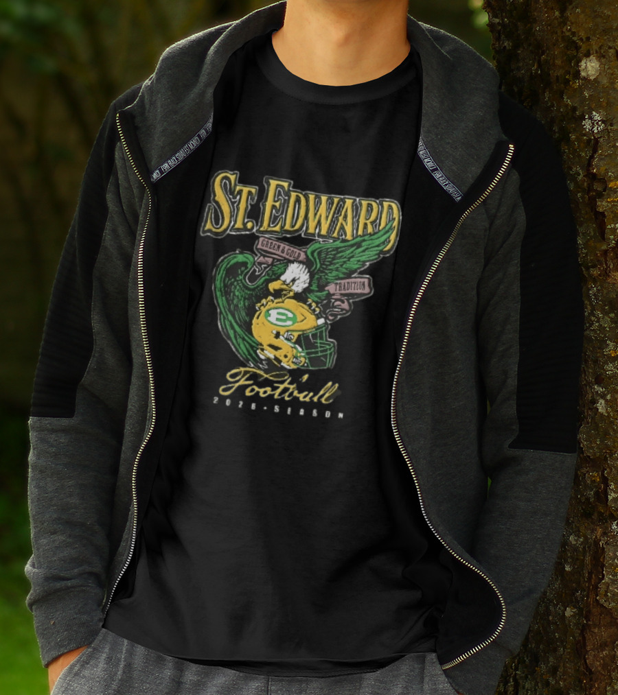 St Edward Green And Gold Tradition Football 2026 Season Eagle Helmet T-Shirt