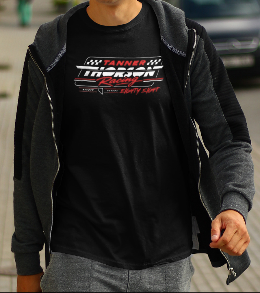 Tanner Thorson Racing Minden Nevada Eighty Eight Checkered Flag Frame T-Shirt
