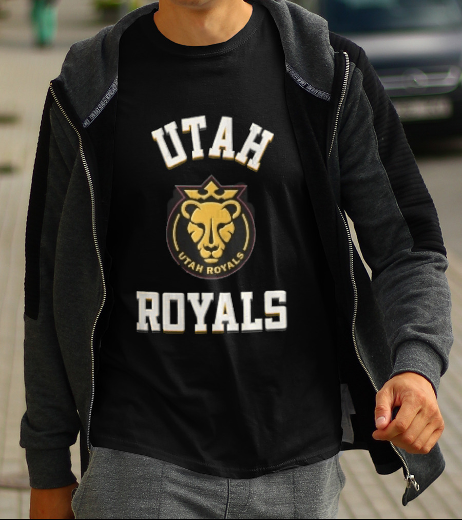 Utah Royals Varsity Lettering Lioness Crown Crest NWSL T-Shirt