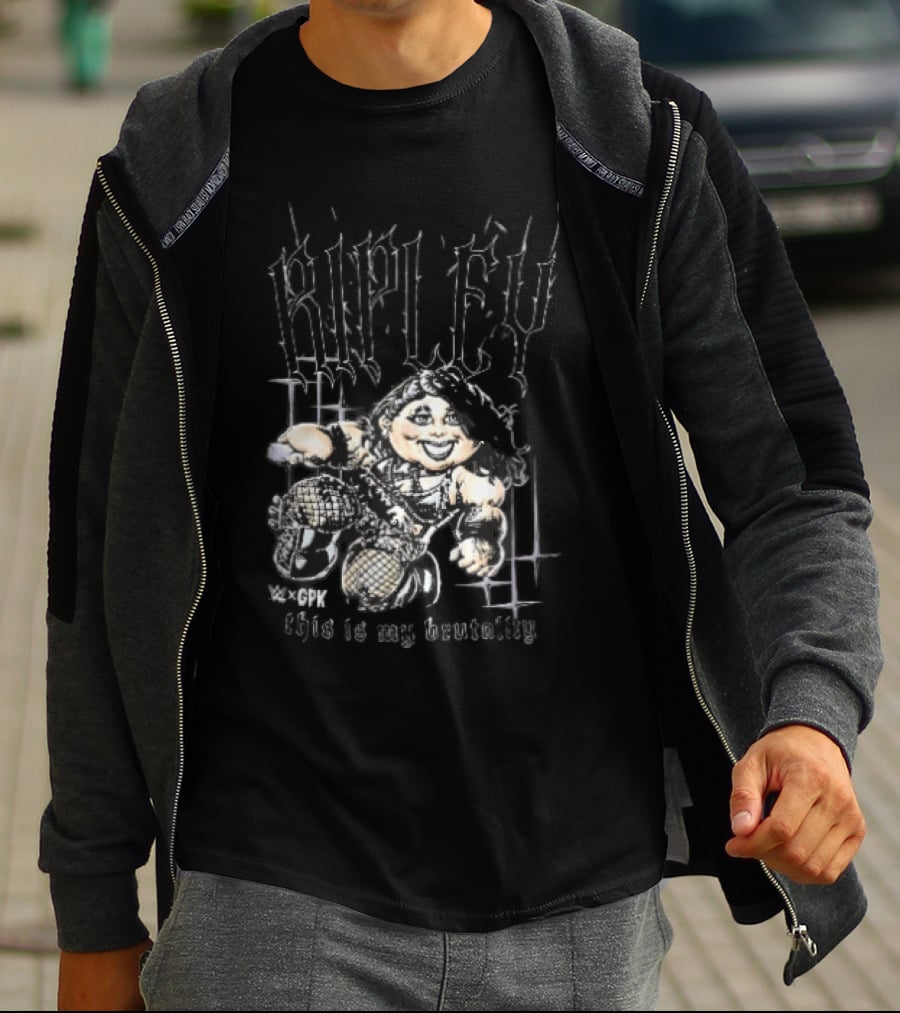 WWE GPK Ripley This Is My Brutality Female Wrestler Cartoon Caricature T-Shirt