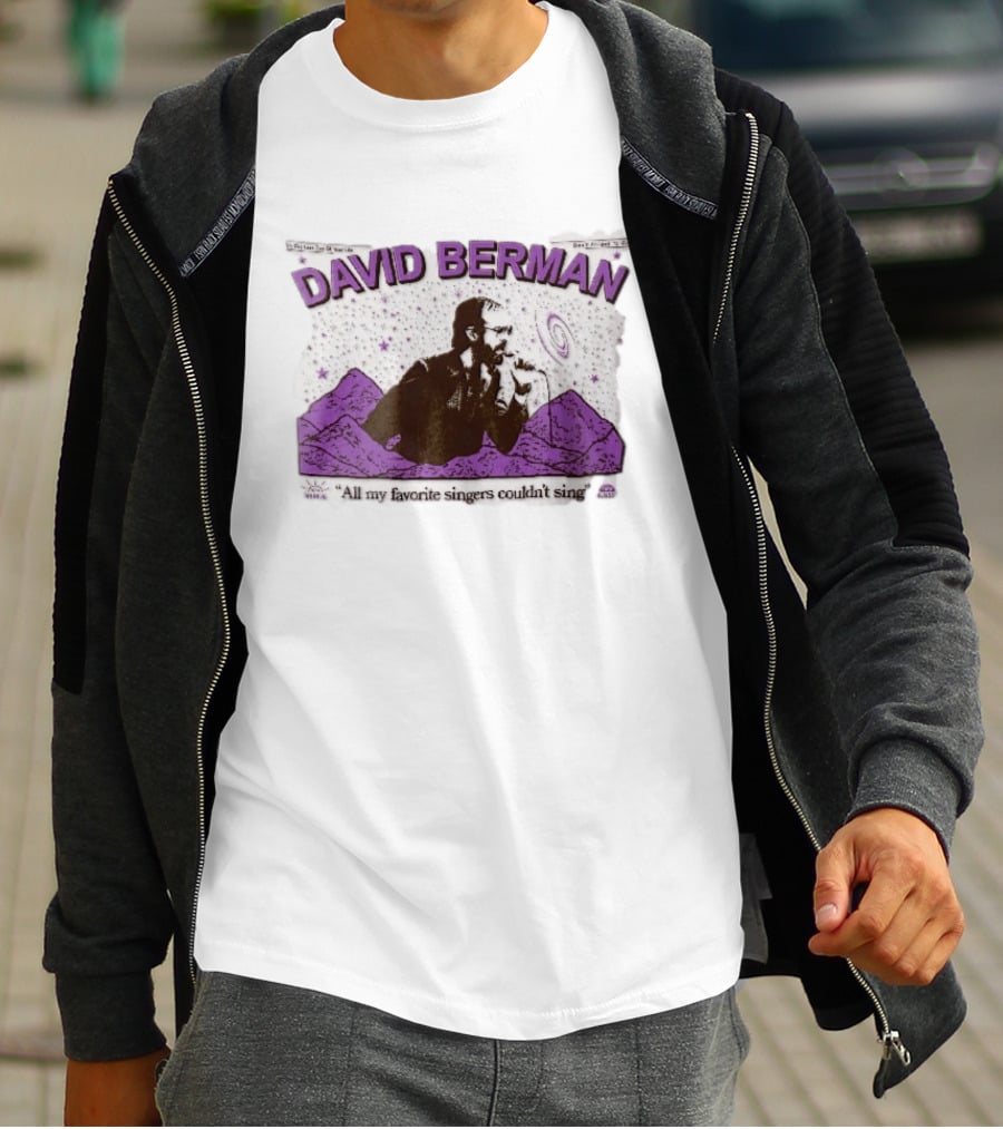 David Berman 1967 2019 All My Favorite Singers Couldnt Sing Microphone Mountains Galaxy Stars Halftone T-Shirt