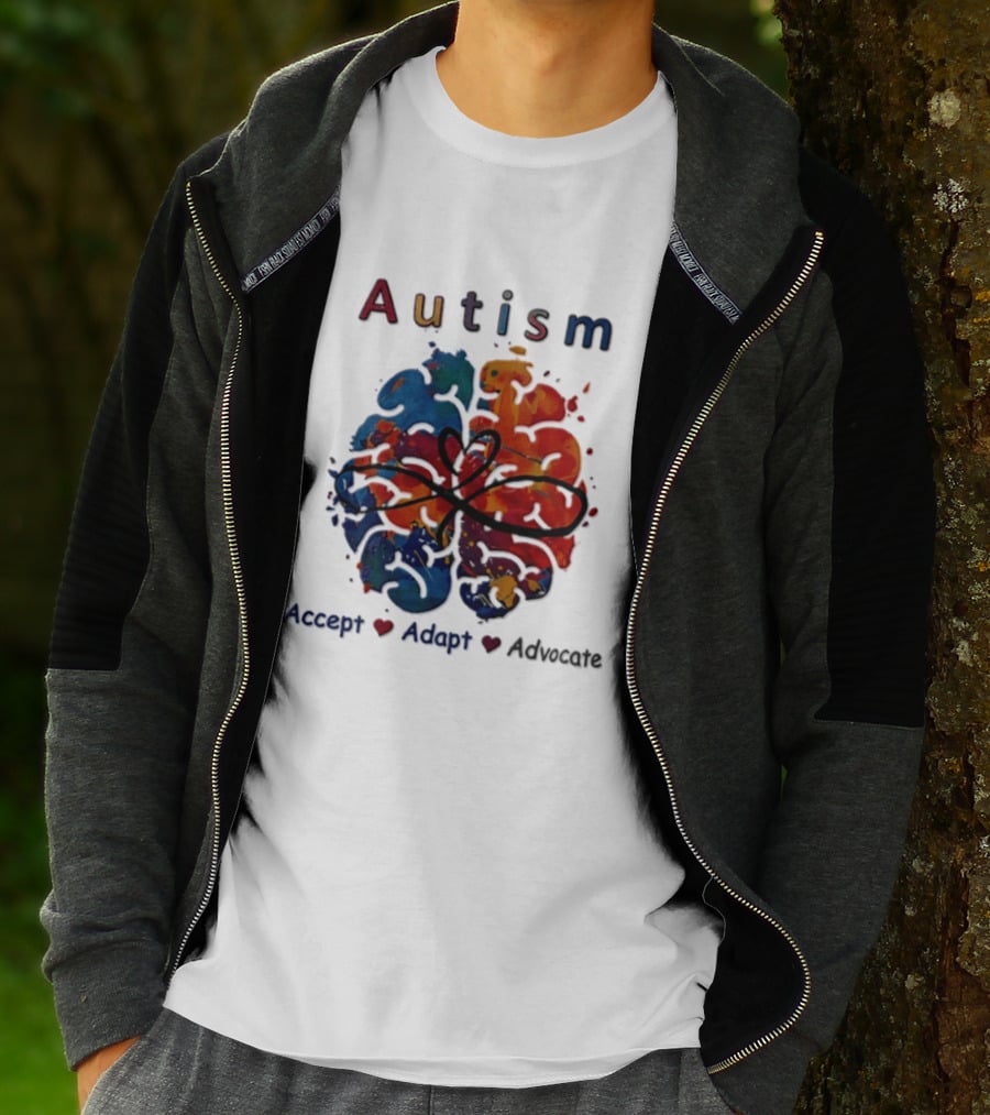 Autism Infinity Heart Accept Adapt Advocate Colorful Watercolor Brain T-Shirt