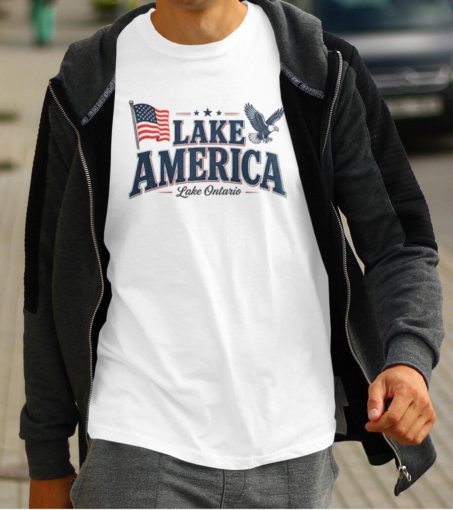 Lake America Lake Ontario Eagle American Flag Souvenir T-Shirt