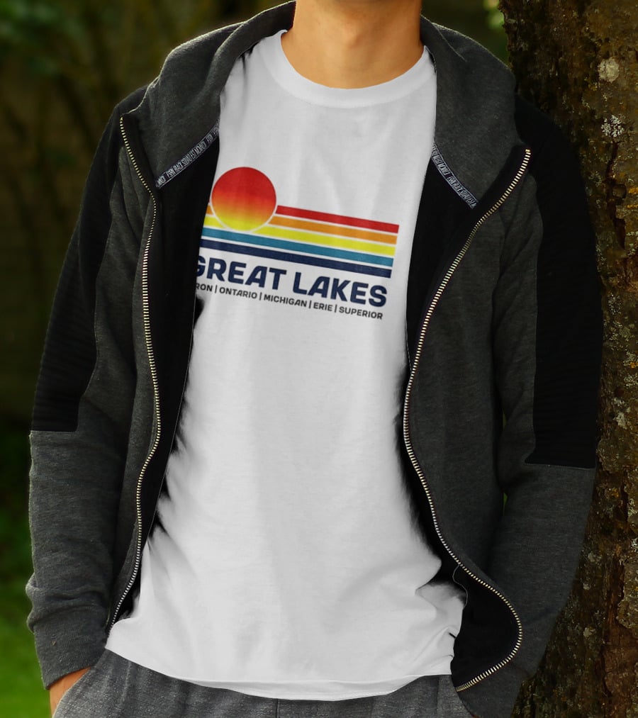 Great Lakes Huron Ontario Michigan Erie Superior Sunset T-Shirt