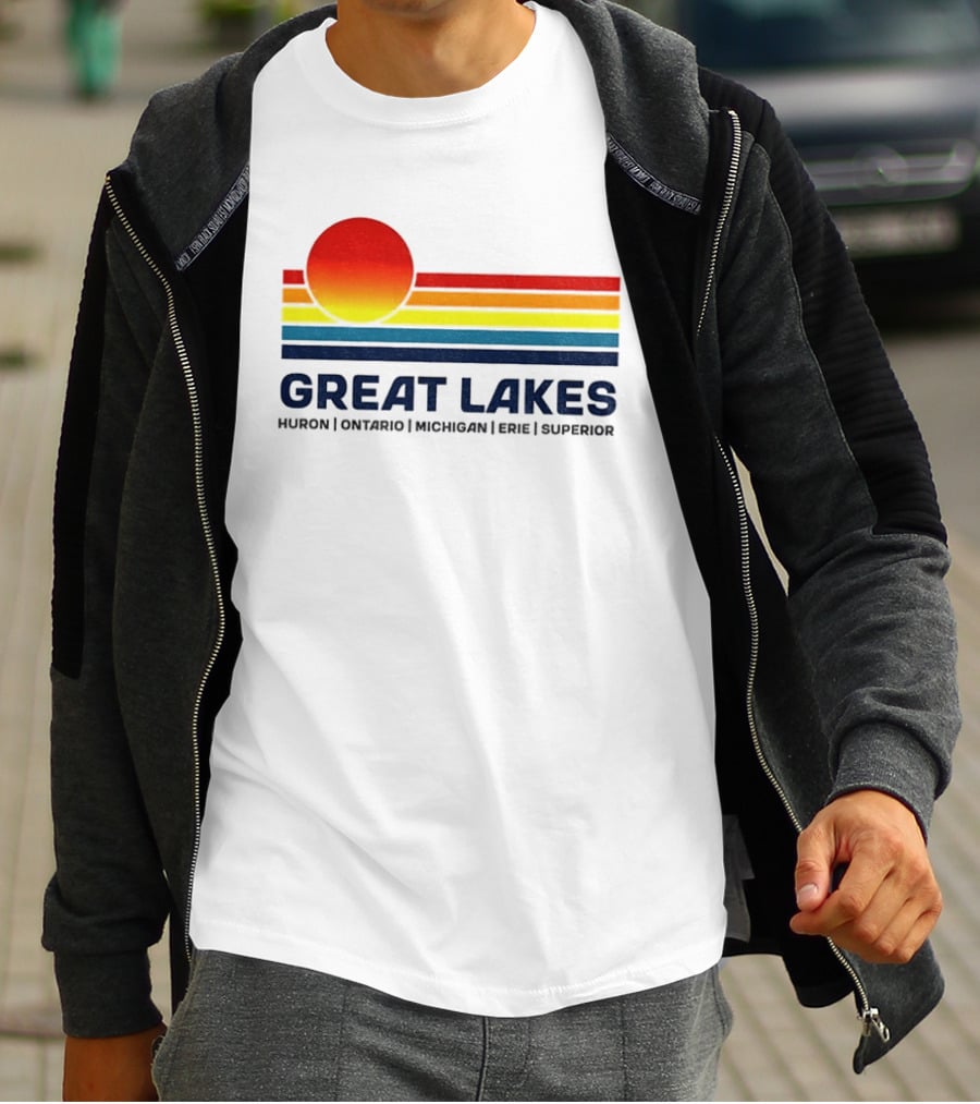 Great Lakes Huron Ontario Michigan Erie Superior Sunset T-Shirt